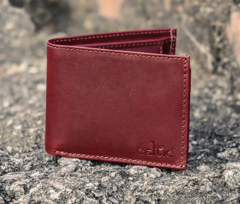 Burgundy Handmade Leather Wallet - Unique Elegance Crafted by Hand, Art:- LA-1411