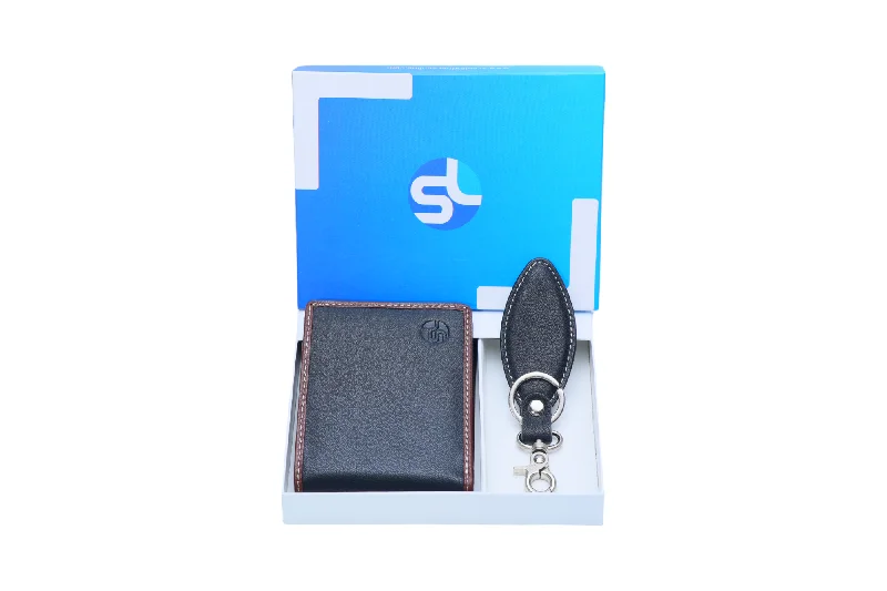 MENS LEATHER WALLET WITH KEY RING COMBO 28371