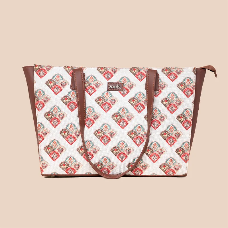 Seashell Motif White Office Tote Bag