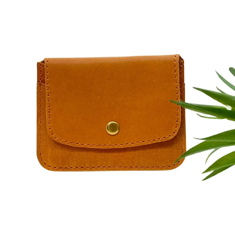 Slim Credit Card Wallet: Rust Brown